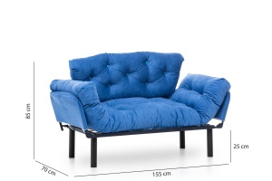 Canapea 2 locuri extensibila Nitta Albastru - Img 12