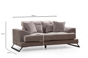 Canapea 2 locuri Frido Gri deschis 185x100x92 cm - Img 8