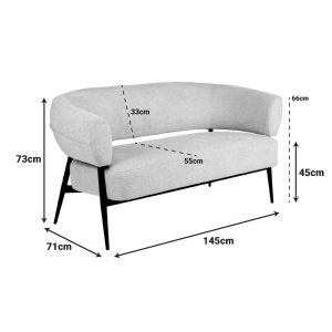 Canapea 2 locuri Luvina, Negru, 71x145x73 cm - Img 6