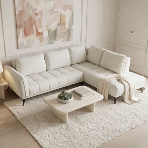 Canapea de colt stanga Belanza, Bej, 213x265x90 cm