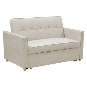 Canapea extensibila 2 locuri Commit din material textil bej-gri 142x93x46+ cm
