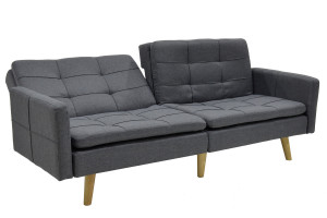 Canapea extensibila 3 locuri material textil flexibila gri inchis 198x87x76 - Img 5