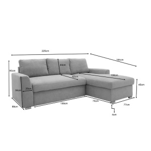 Canapea extensibila Belle, Bej, 236x164x88 cm - Img 7