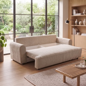 Canapea extensibila cu spatiu de depozitare Storida, Bej, 94x255x92 cm - Img 2