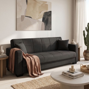 Canapea extensibila cu spatiu de depozitare Vox, Gri, 180x75x85 cm