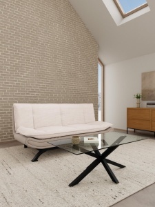 Canapea extensibila Faith V2, Bej, 91x194x98 cm