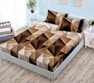 Cearsaf de pat cu elastic si 2 fete de perna Bronze 180x200 cm (Finet)