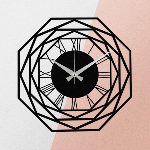 Ceas de perete decorativ din metal Enzoclock Negru 48x48 cm - Img 5