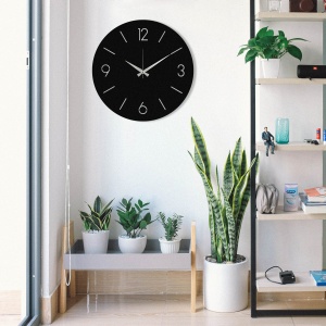 Ceas de perete decorativ din metal Trevwela Negru 48x48 cm - Img 3