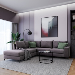 Coltar Dreapta Boston Gri Inchis - Verde Inchis 290x235x95 cm