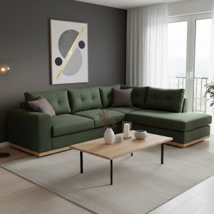 Coltar Stanga Boston Verde Inchis - Gri Inchis - Natural 280x225x95 cm