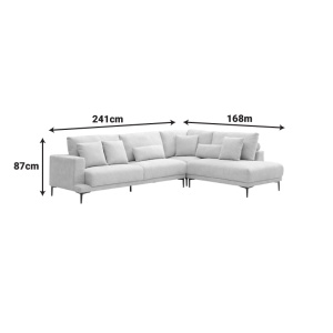 Coltar stanga Maliva, Gri, 280x210x100 cm - Img 7