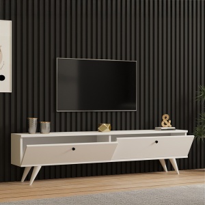 Comoda TV Jate, Pako World, Alb, 160x25x40 cm - Img 3