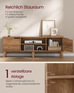 Comoda TV Miranta, Maro miere, 147x39x50.1 cm - Img 2