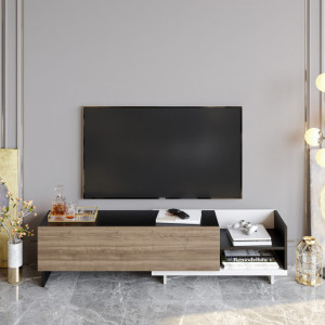 Comoda TV Parion - Alb, Negru, Walnut
