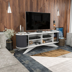 Comoda TV Stor - Antracit, Alb - Img 11