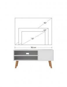 Comoda TV, Vasagle, LTV09WT, Alb, 110 x 40 x 49 cm - Img 5