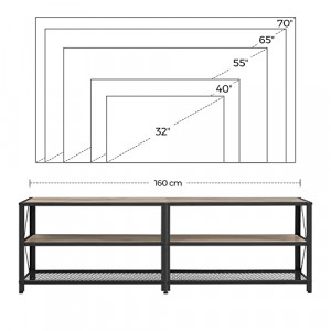 Comoda TV, Vasagle, Negru-Ivoar, 160x39x52 cm - Img 7