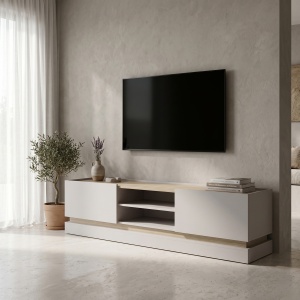 Comoda TV, Wendo, Gri, 200x37x47 cm
