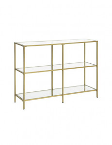 Consola din sticla securizata, Vasagle, 3 rafturi, 100 x 30 x 73, LGT27G, Auriu