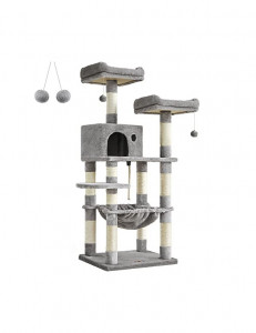 Copac pentru pisici, Feandrea, 143 cm, 2 perne de plus, Gri