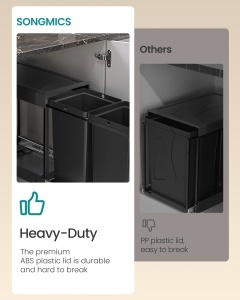 Cos de gunoi culisant Songmics Negru 48.6x32.7x44.0 cm - Img 6