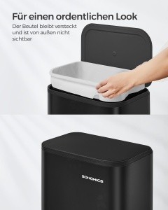 Cos de gunoi Songmics Negru 36.6x30x42.5 cm - Img 7