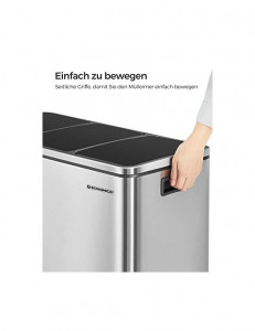 Cos de reciclare, Songmics, 3 compartimente, LTB54NL, 3 x 18 L - Img 6
