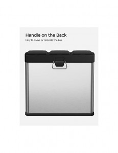 Cos de reciclare, Songmics, cu pedala, 3 în 1, LTB24L, metal - Img 6