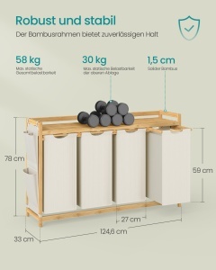 Cos de rufe Rocki Alb 124.6x33x78 cm - Img 5
