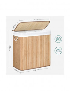 Cos de rufe, Songmics, 150L, Natural, LCB091N01, 60 x 40 x 61 cm - Img 5