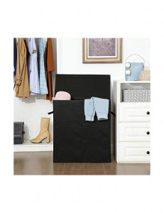 Cos de rufe, Songmics, LCB02BK, Negru, 142 L, 37 x 36 x 66 cm - Img 2
