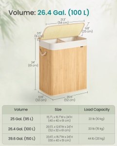 Cos de rufe Songmics Natural 52x32x61 cm - Img 5