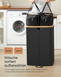 Cos de rufe Songmics, Roxanne, Negru, 52x38.5x75 cm - Img 3
