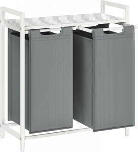 Cos de rufe, Vasagle, Alb-Gri deschis, 73x33x71 cm - Img 2