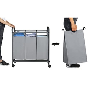 Cos rufe modular cu roti, Songmics, Gri, 83.4x77.6x41.5 cm - Img 5