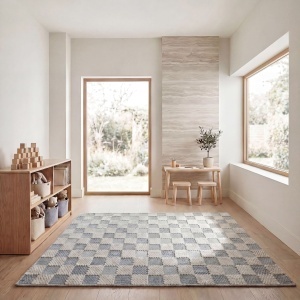 Covor Muted Checkerboard Albastru 194x290 cm - Img 3