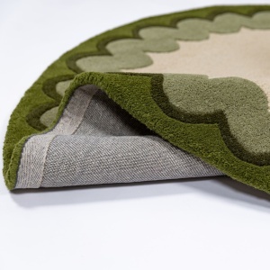 Covor rotund Wiggle Wool Verde oliv 160x160 cm - Img 2