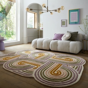 Covor Spiral Shaped Wool Verde 200x300 cm