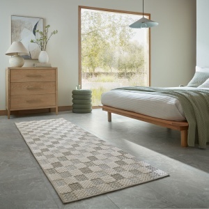Covor traversa Muted Checkerboard Verde 80x230 cm