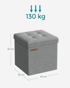 Cufar depozitare Ottoman Gri Songmics 30x30x30 cm - Img 3