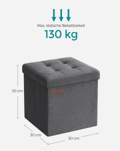 Cufar depozitare Ottoman Songmics Gri 30x30x30 cm - Img 5