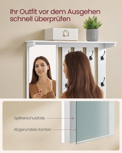 Cuier cu pantofar si bancuta Alb Vasagle 82x31x142 cm - Img 4