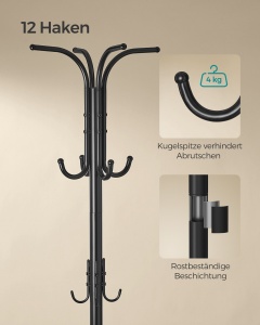 Cuier Songmics Negru 40x40x175 cm - Img 5
