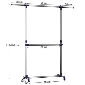 Cuier stender, Songmics, Argintiu-Albastru, 90-166x113-198x49 cm - Img 4