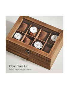Cutie de bijuterii, Songmics, 19 x 27 x 12.5 cm, JOW008K01, Maro - Img 4