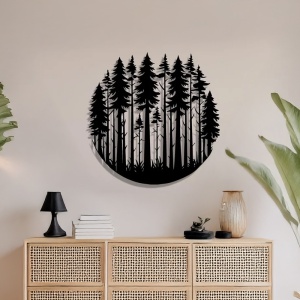 Decoratiune de perete din metal, Foren, Negru, 0.2x50x50 cm - Img 2