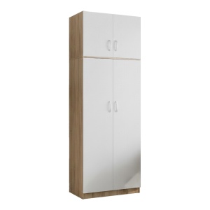 Dulap cu 2 usi, Athos, V5, Alb-Stejar, 80x42x240 cm