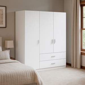 Dulap cu 3 usi, Royal, Alb, 200x58x177 cm - Img 3