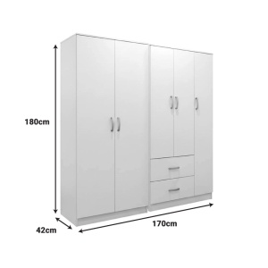 Dulap cu 5 usi, Athos I, V21, Alb, 170x42x180 cm - Img 4
